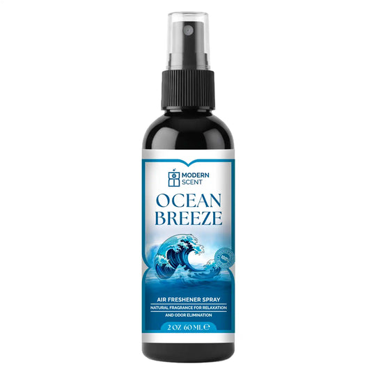 Ocean Breeze air freshener spray bottle on a white background